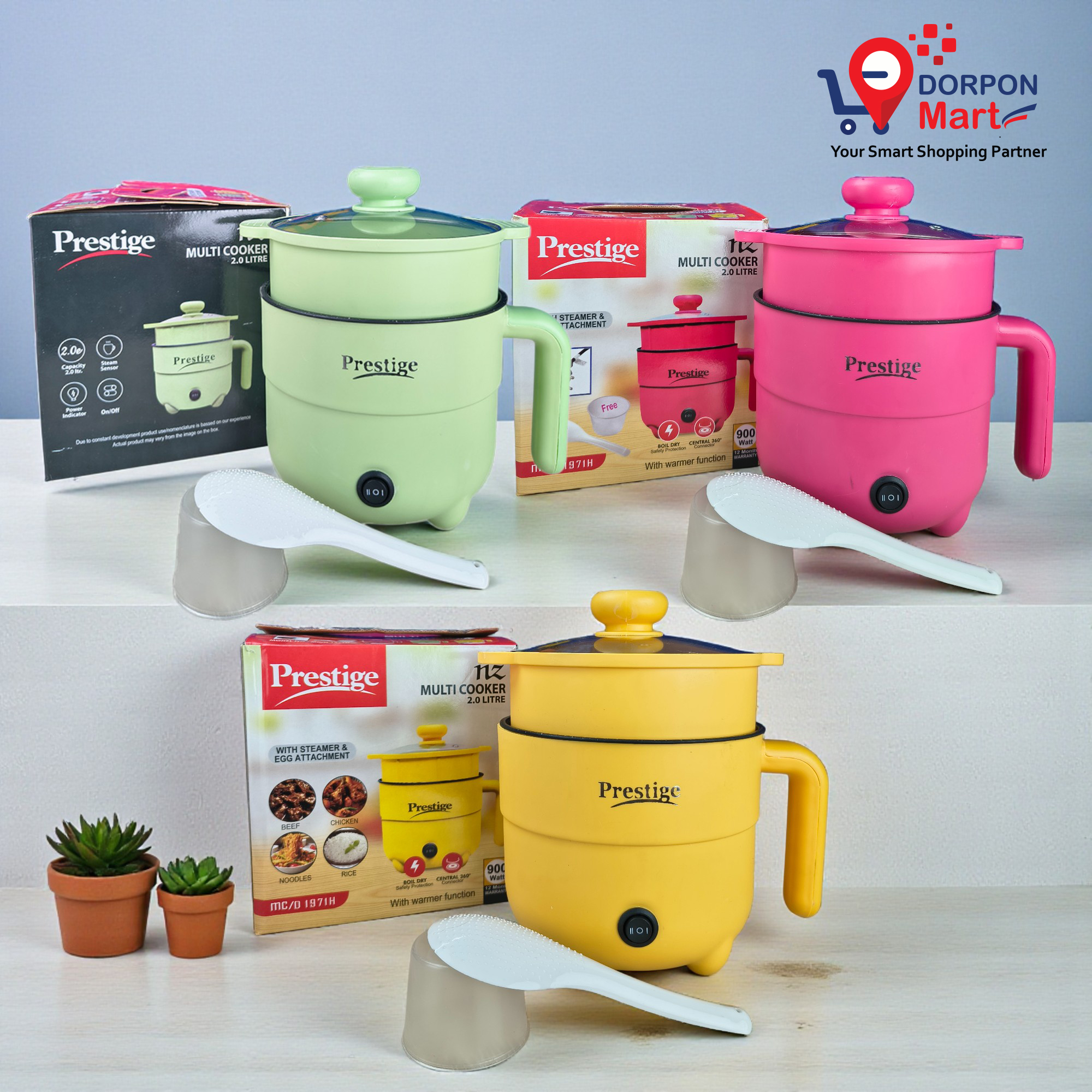 Prestige Multi Cooker 2L, With Steamer, Measuring Cup, Free Accessories | Mega Market